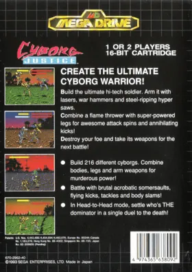 Cyborg Justice (USA, Europe) box cover back